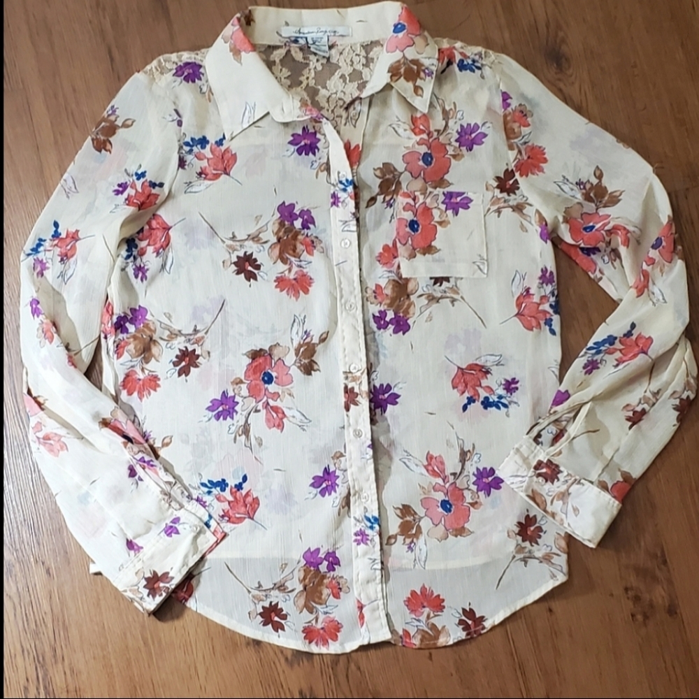 American Rag Floral Collared Button Up - Picture 13 of 15